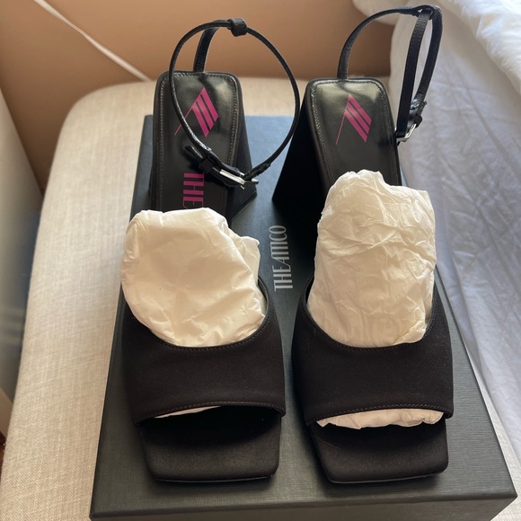 The Attico Black Piper Heeled Sandals - Picture 1 of 10